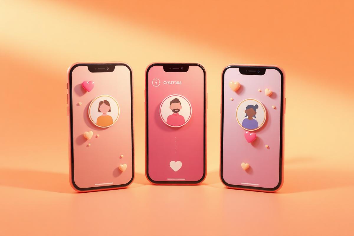 Phones showing creator profiles